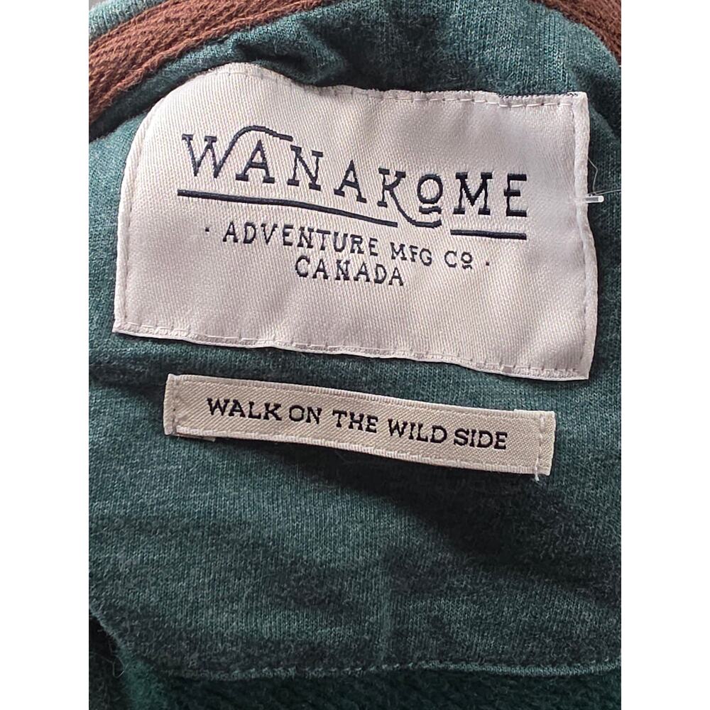 Wanakome Pullover Hoodie Green Cowl Neck Leather Patch Drawstring Women's Sz XL - Picture 7 of 10